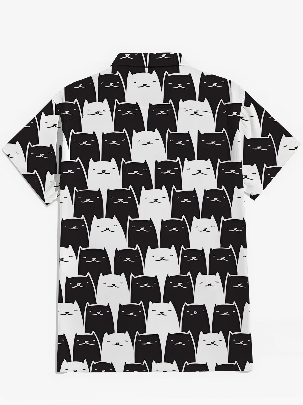 Schwarze Weiße Katzendrucken Herren -Tasche Kurzarm Shirts