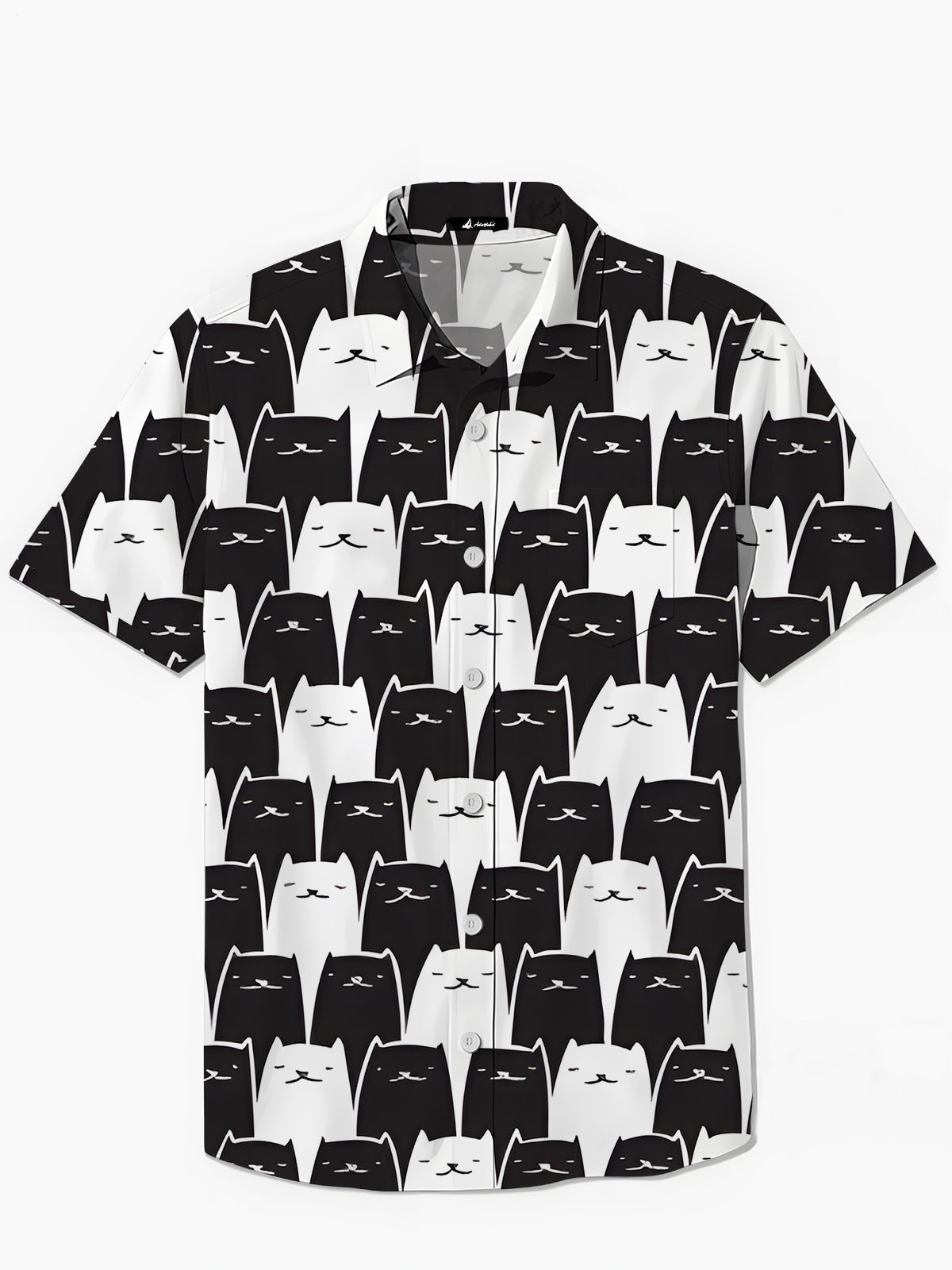 Schwarze Weiße Katzendrucken Herren -Tasche Kurzarm Shirts