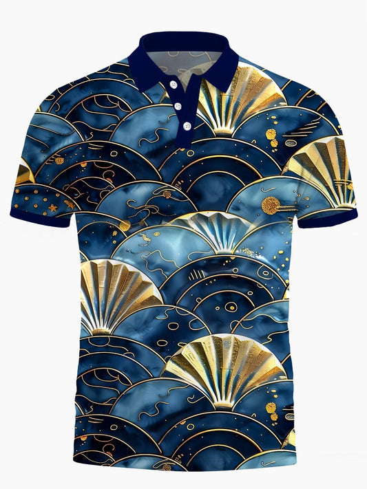 Shell Herren -Kurzärmel -Polo -Hemd Mit Kurzem Ärmelknopf
