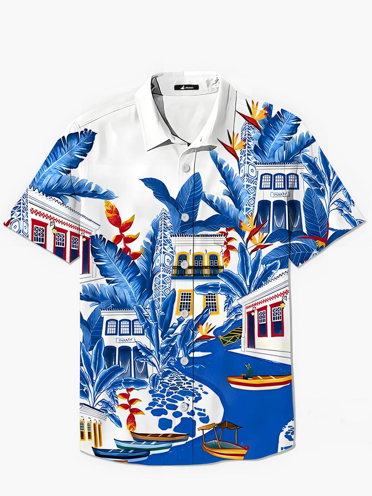Hawaiianische Herren -Taschen -Kurzarmhemden