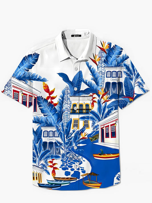 Hawaiianische Herren -Taschen -Kurzarmhemden