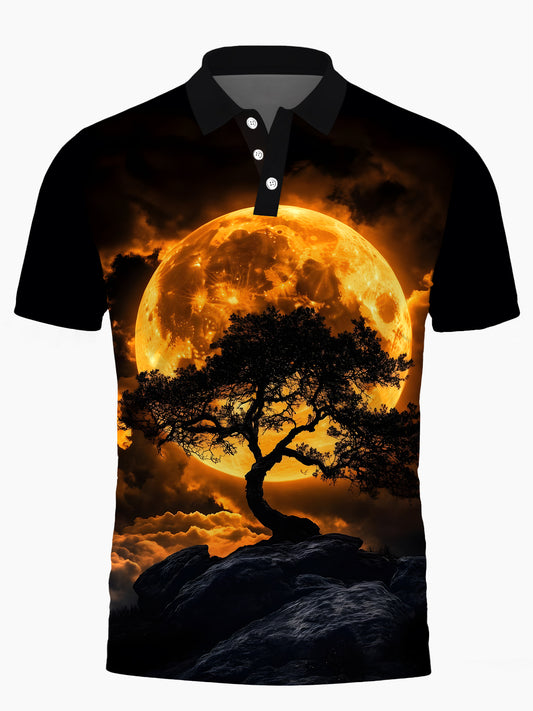 Mondbaumdrucker Kurzärmel -Polo -Hemd Von Männern