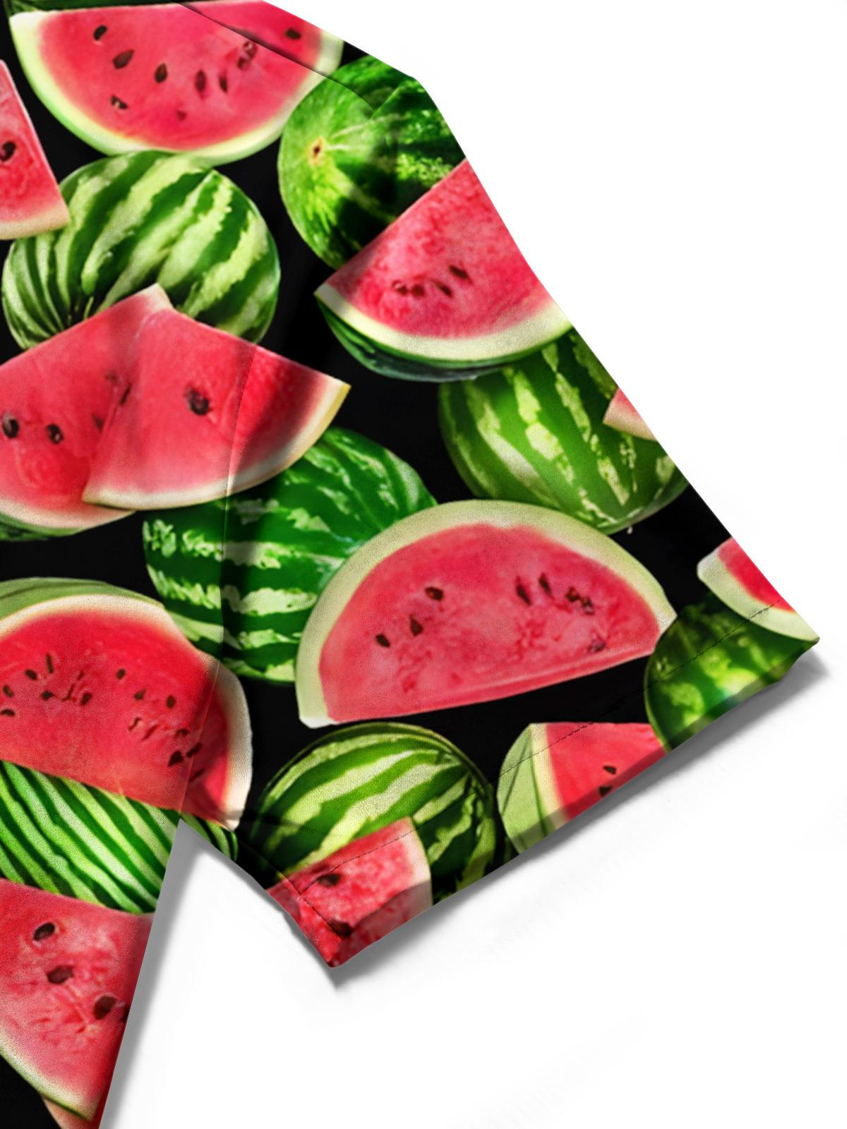 Wassermelondruck -Tasche Kurzarm Shirts Für Männer
