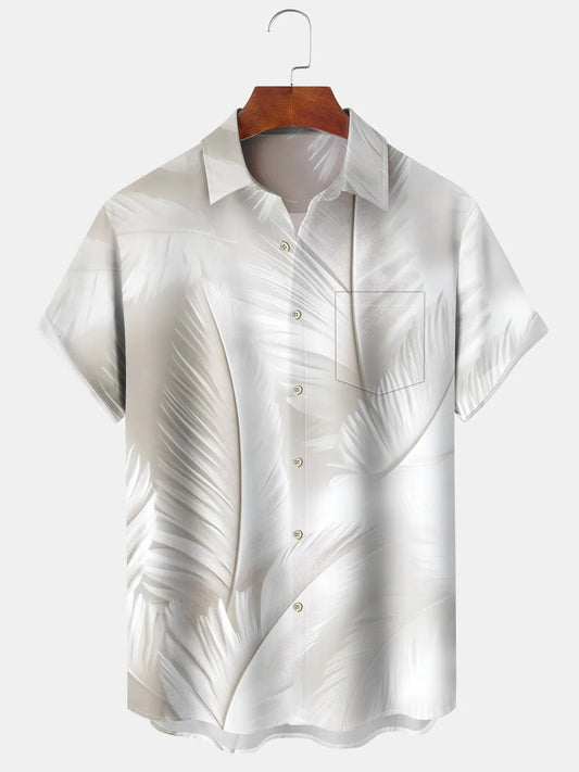 Hawaiian Federdruck Herren -Tasche Kurzarm Shirts