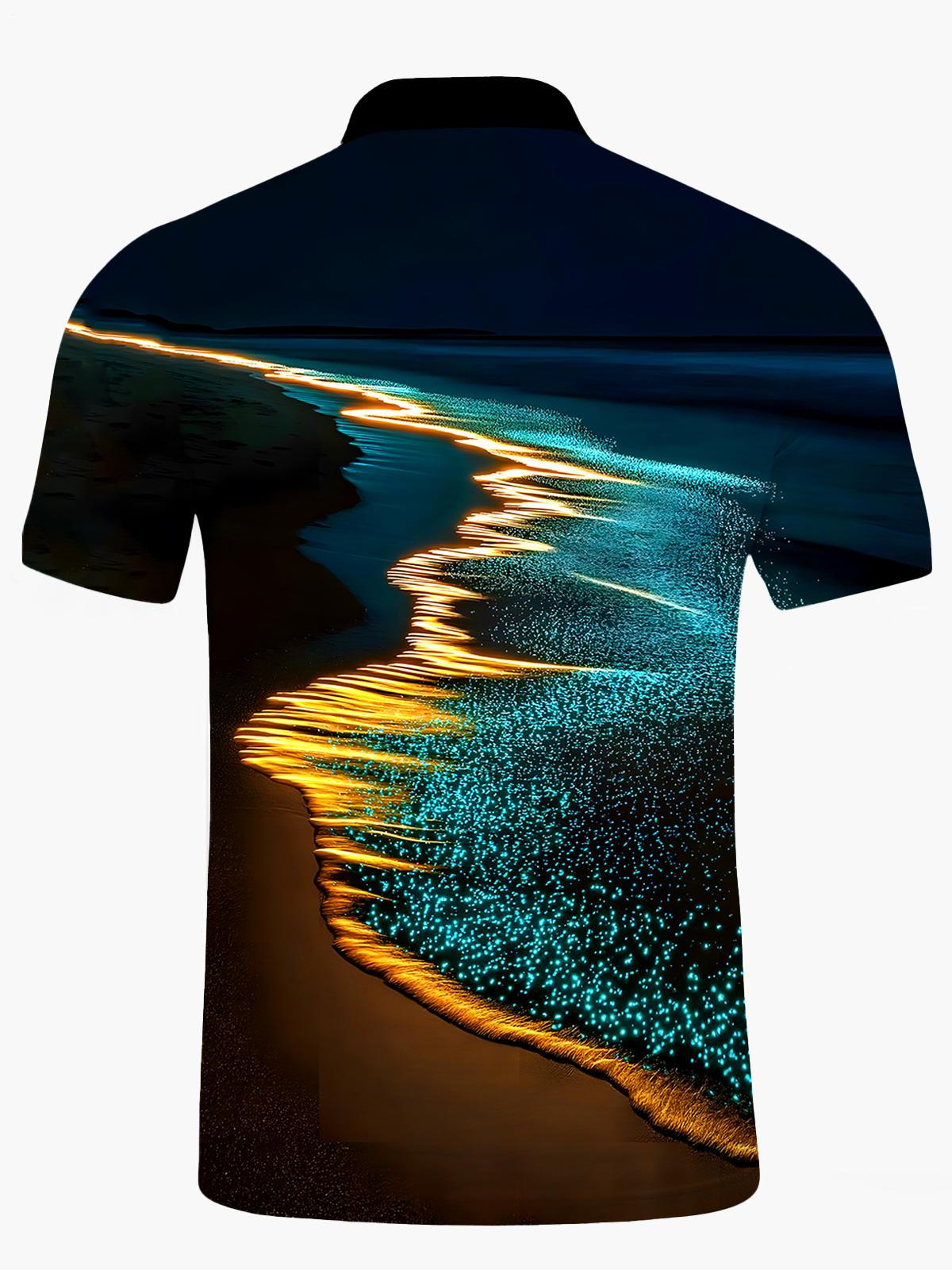 Hawaiian Beach Herren -Kurzärmel -Polo -Hemd Mit Kurzarmknopf