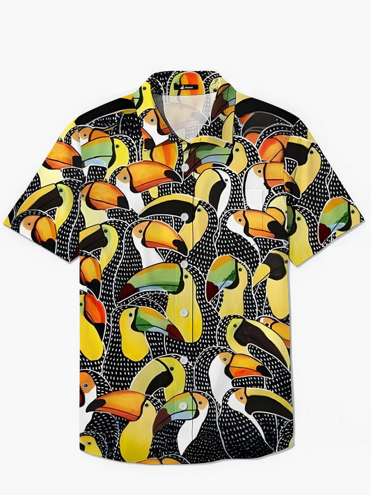 Papageien -Herren -Taschen -Kurzarmhemden