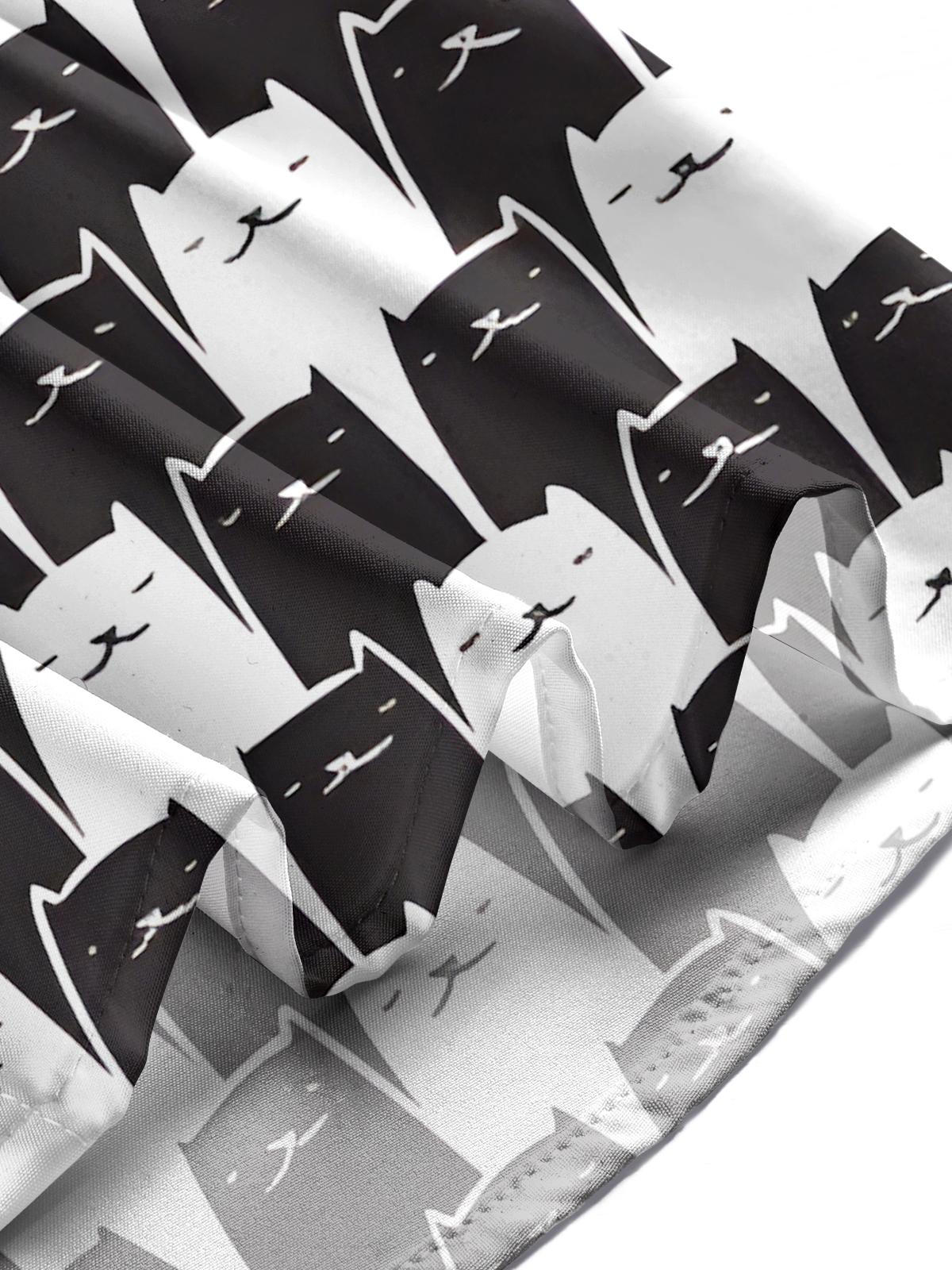 Schwarze Weiße Katzendrucken Herren -Tasche Kurzarm Shirts