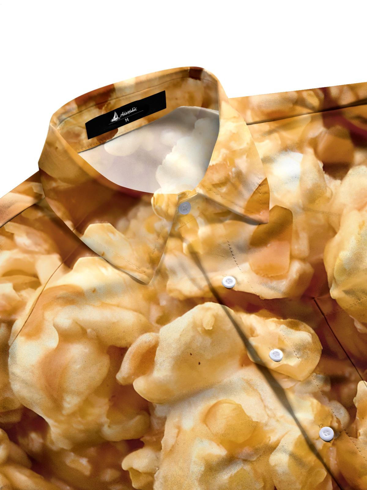 Popcorn Print Herren -Tasche Kurzarm Shirts