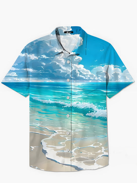 Hawaiian Beach Herren -Tasche Kurzarm Shirts