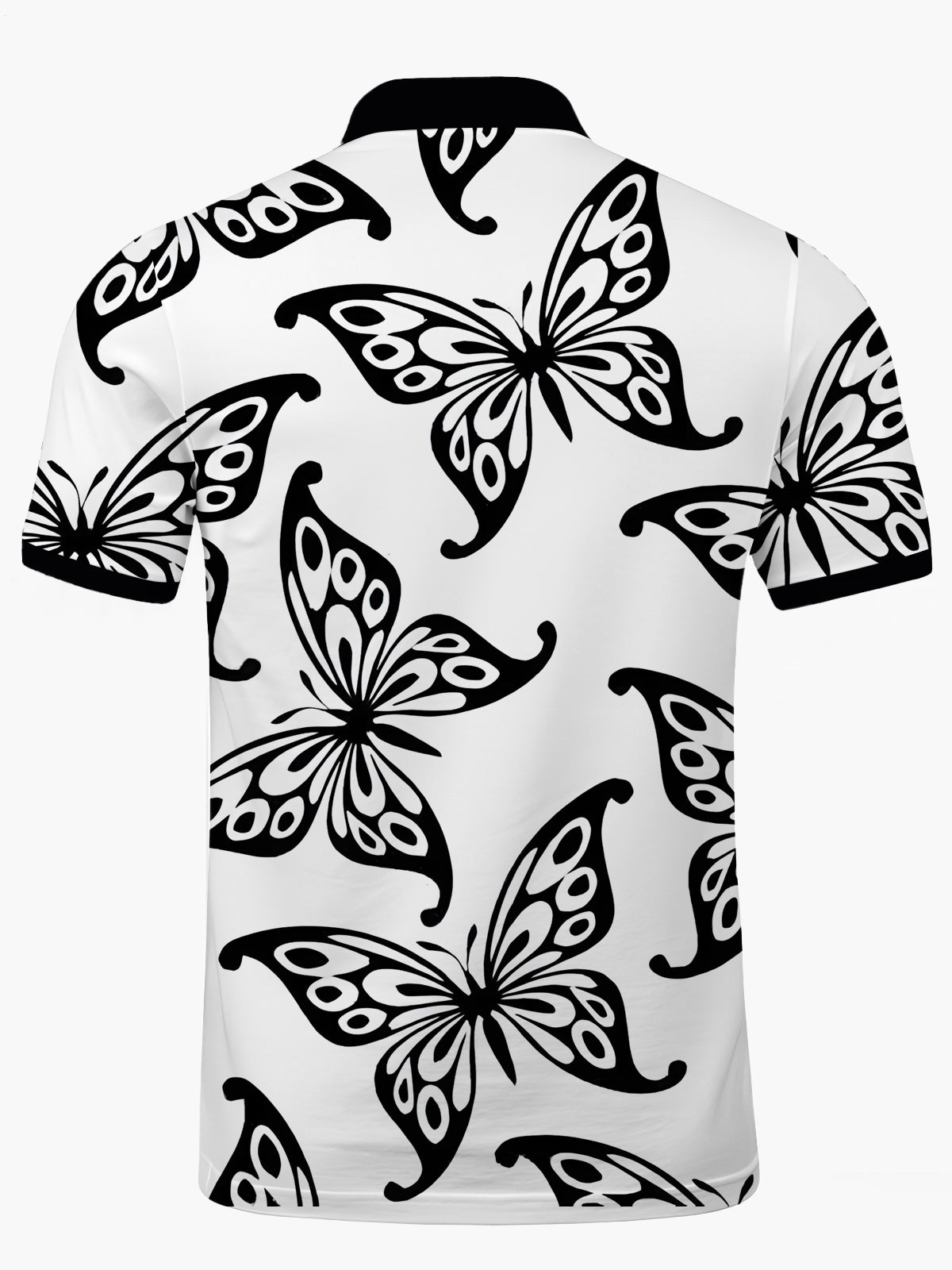 Butterfly Print Herren -Kurzärmel -Polo -Hemd Mit Kurzarmknopf