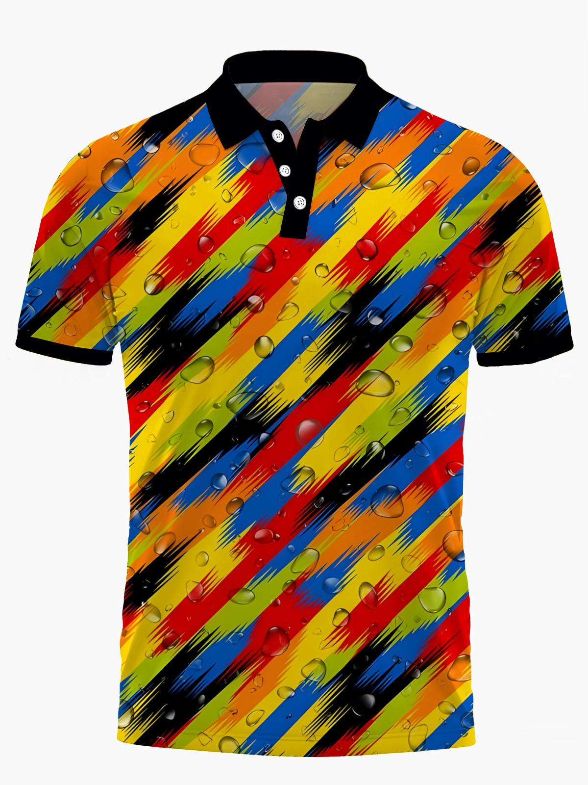 Gradient Drop Print Männer Kurzarm -Polo -Hemd Von Kurzarmknopf
