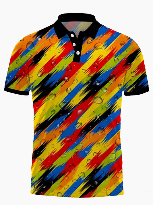 Gradient Drop Print Männer Kurzarm -Polo -Hemd Von Kurzarmknopf