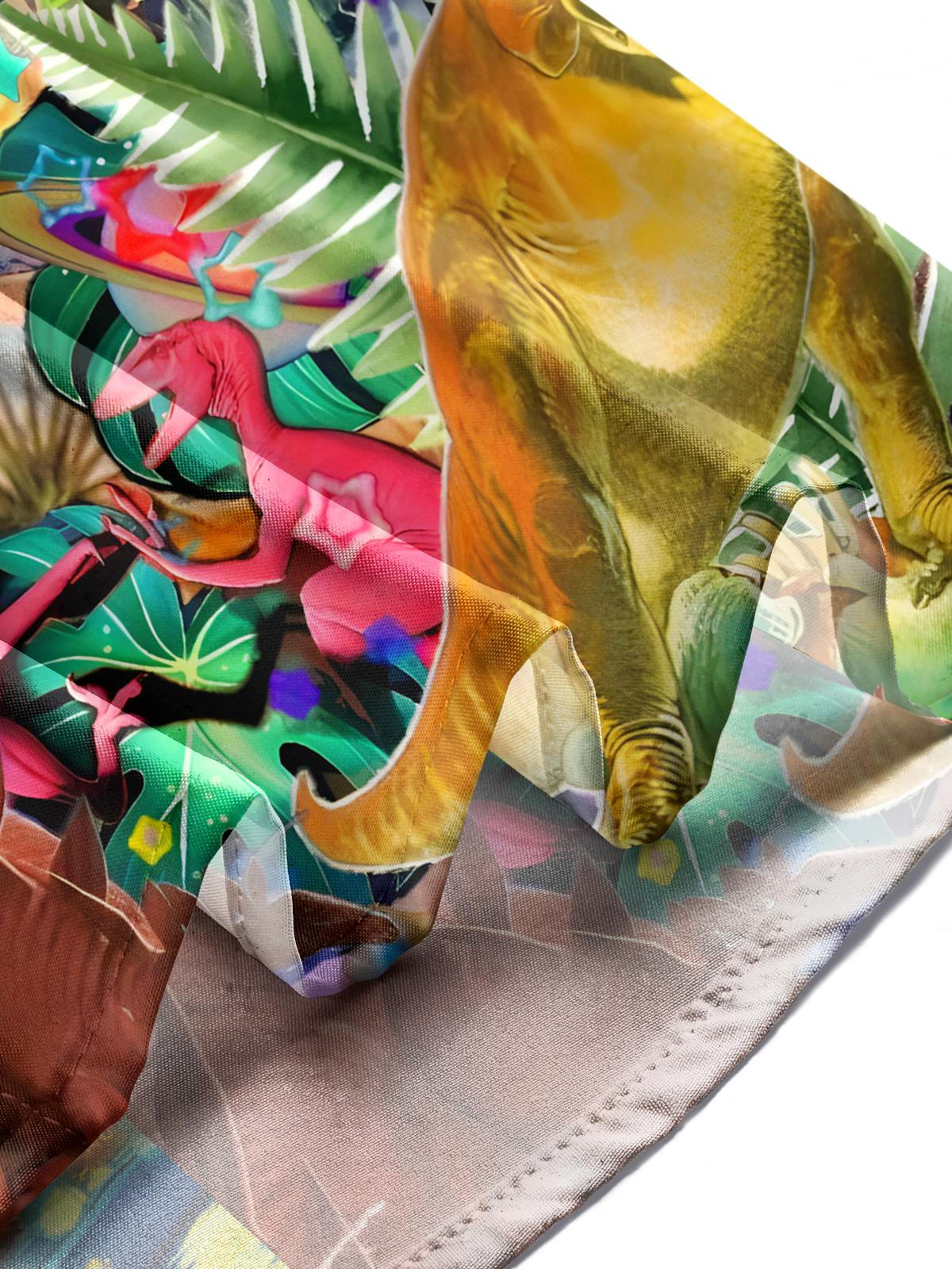 Dinosaurier -Druck -Tasche Kurzarm Shirts Für Männer