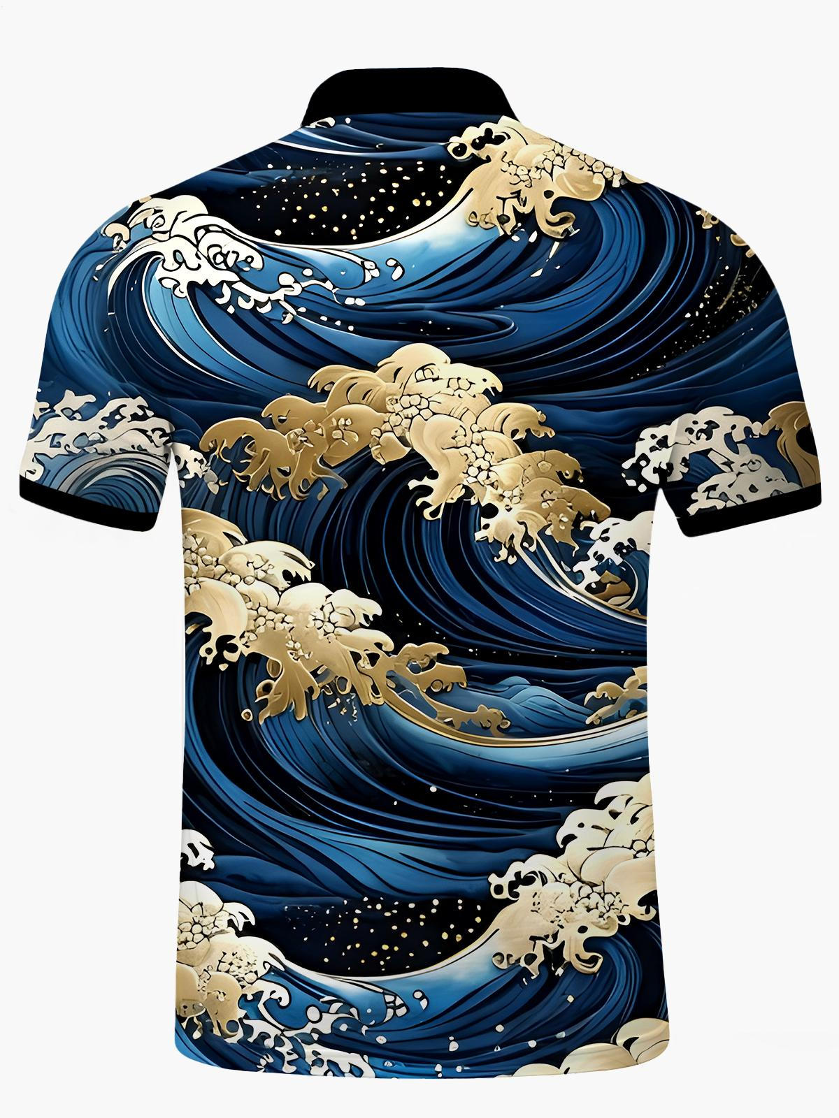 Ocean Waves Herren Kurzärmel -Polo -Hemd Polo -Hemd