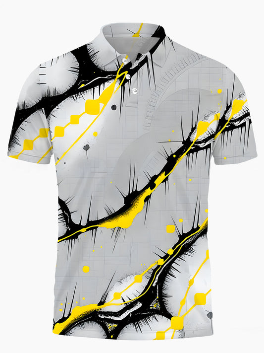 Abstrakter Männer Mit Kurzem Ärmelknopf Poloshirt