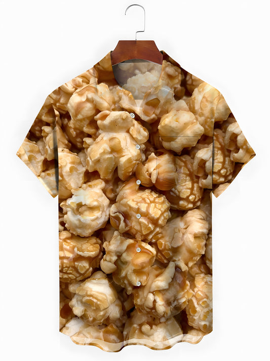 Popcorn Print Herren -Tasche Kurzarm Shirts