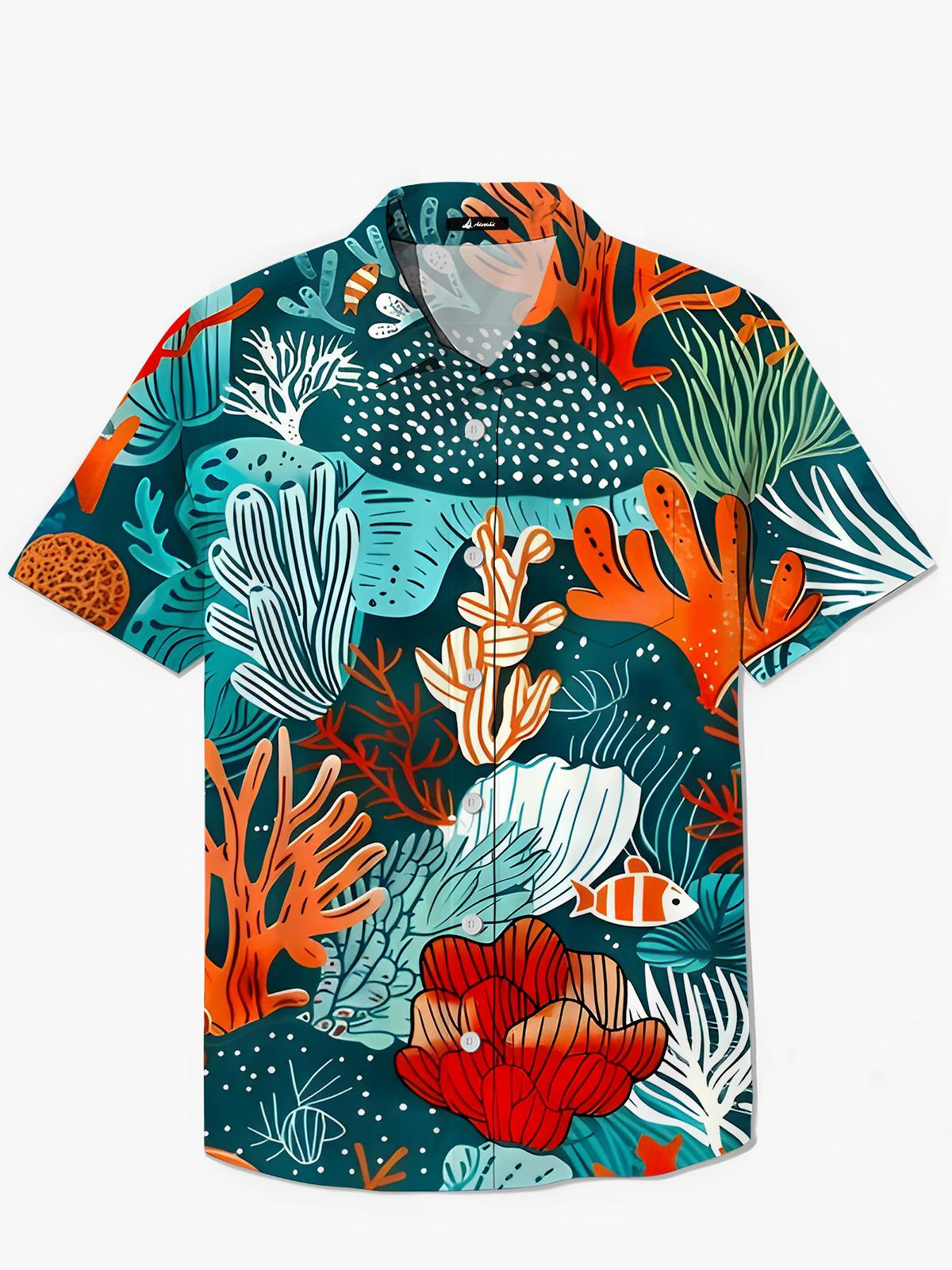 Hawaiianische Herren -Taschen -Kurzarmhemden