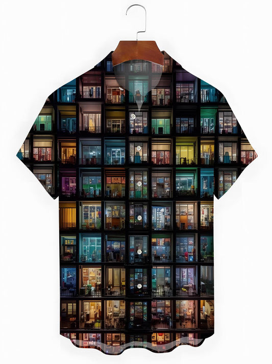 Balkon Drucken Herren -Tasche Kurzarm Shirts
