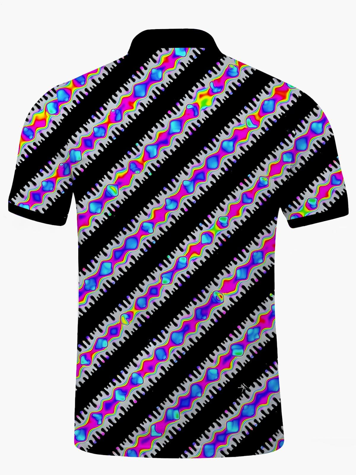 Geometrische Linien Drucken Kurzärmel -Polo -Hemd Von Männern.