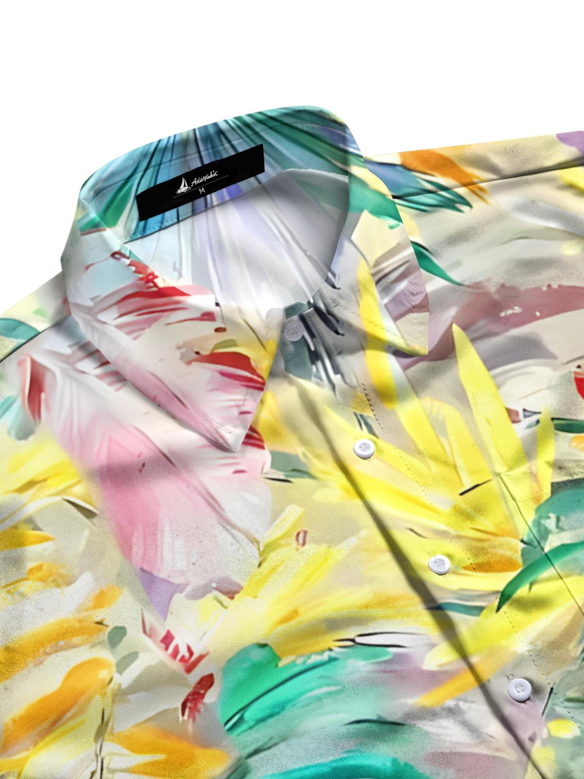 Blattdruck Herren -Tasche Kurzarm Shirts