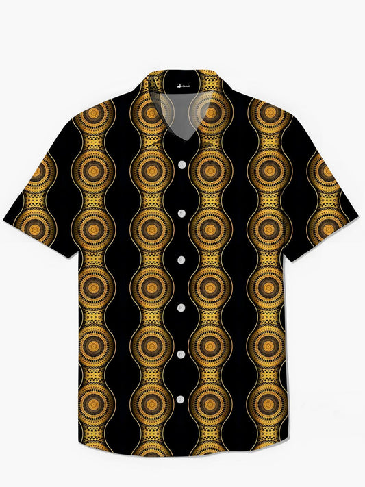 Vintage National Print Herren -Tasche Kurzarm Shirts