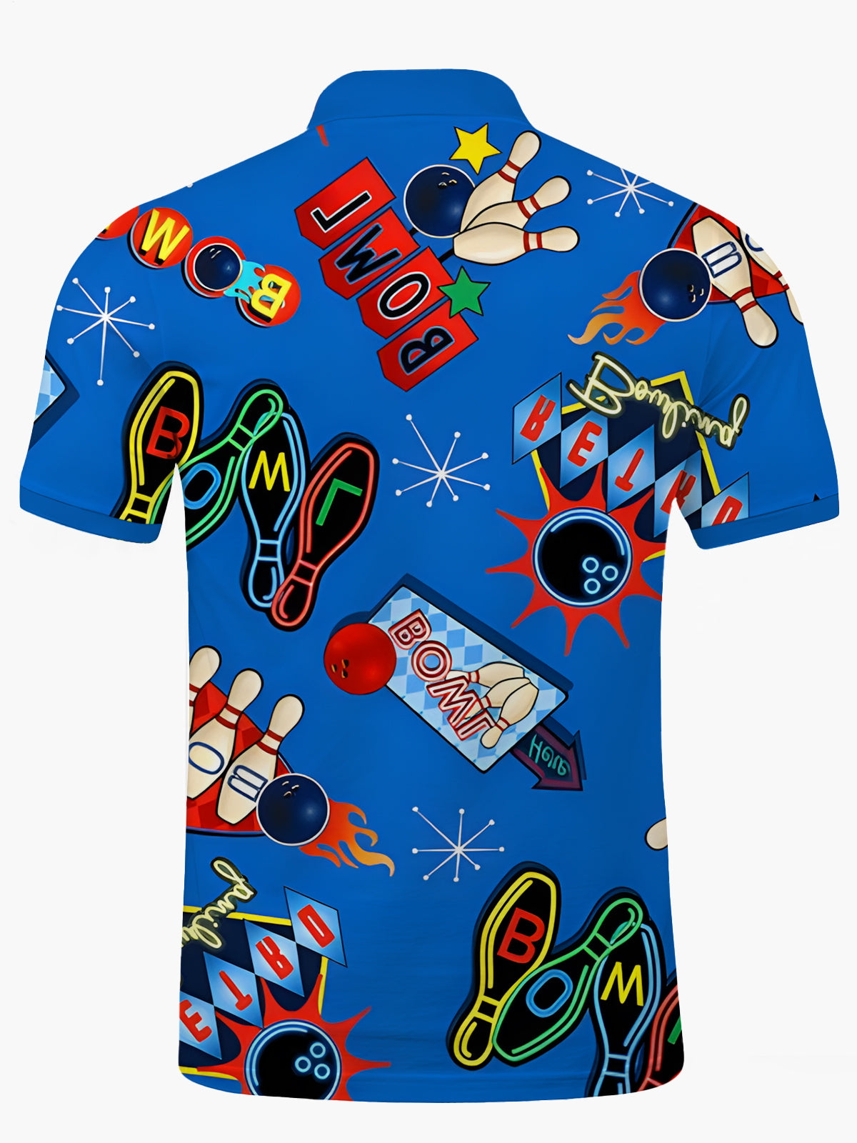 Bowling Print Herren -Kurzarmknopf Poloshirt