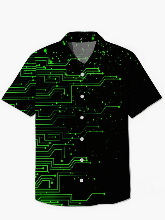 Geometrische Print -Herren -Taschen -Kurzärmel -Shirts