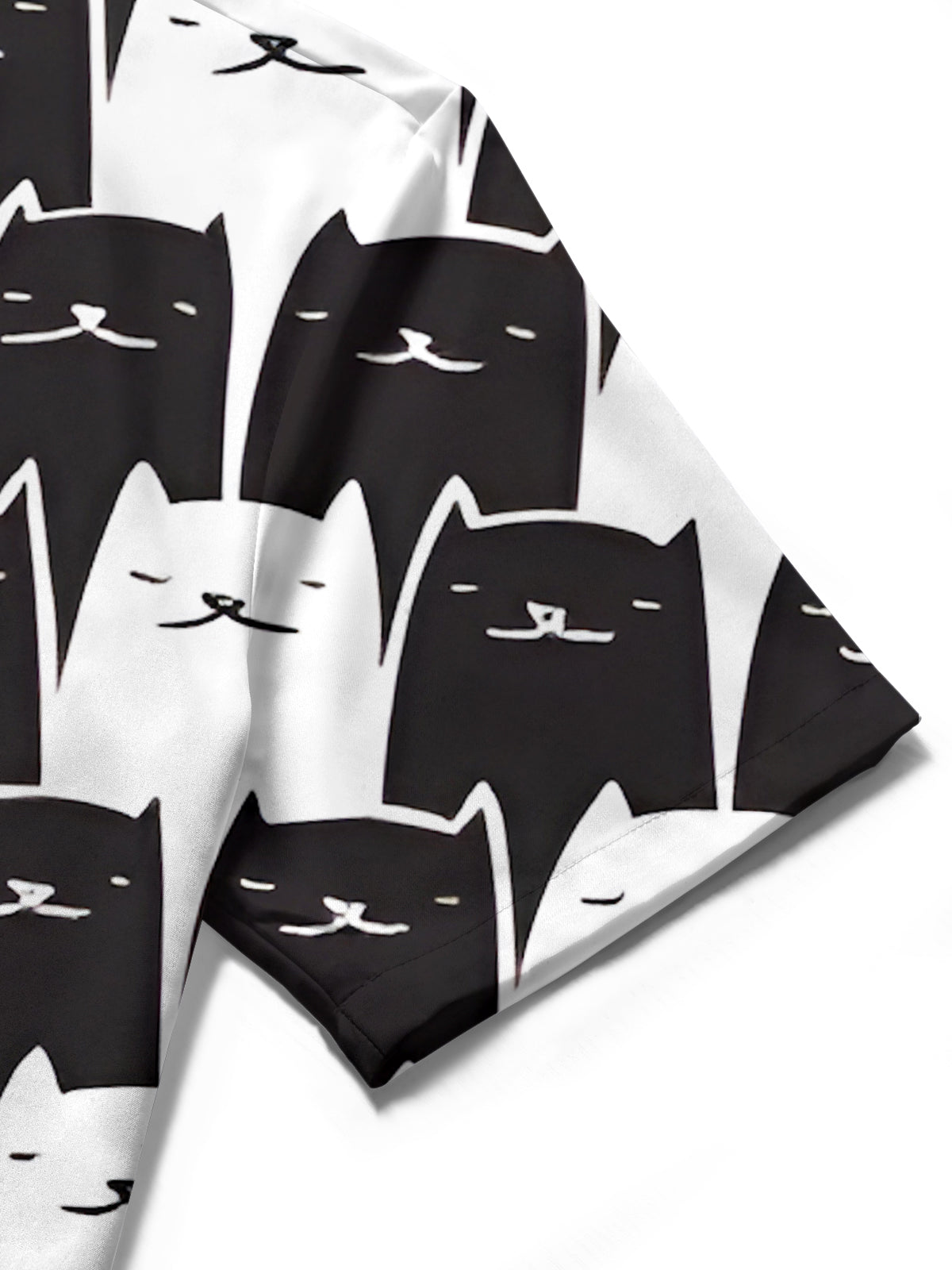 Schwarze Weiße Katzendrucken Herren -Tasche Kurzarm Shirts