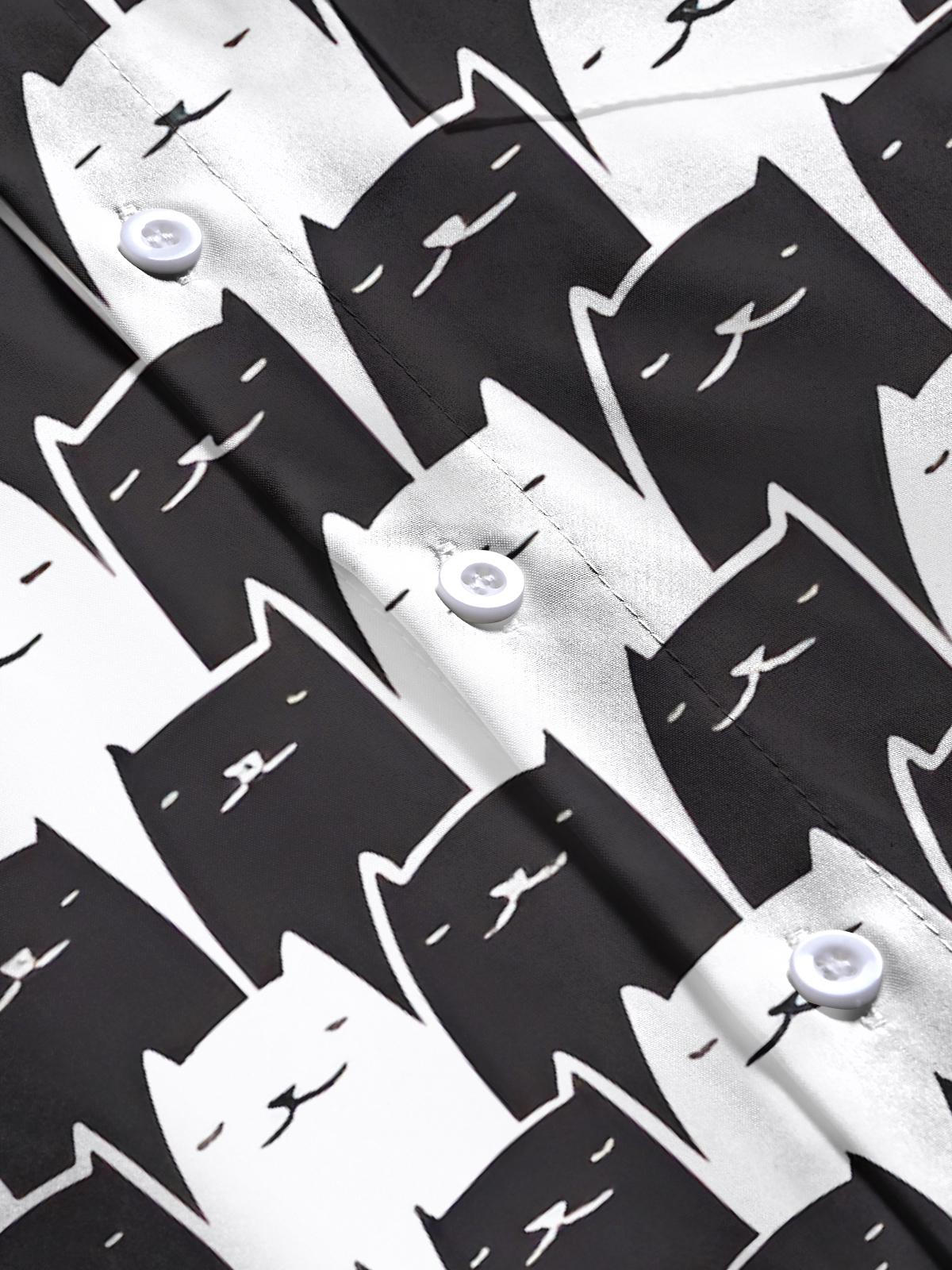 Schwarze Weiße Katzendrucken Herren -Tasche Kurzarm Shirts