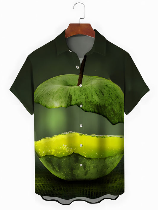Apfeldruck Herren -Taschen -Kurzärmel -Shirts
