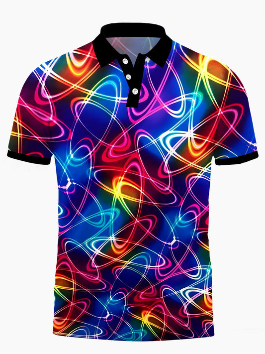 Abstrakter Männer Mit Kurzem Ärmelknopf Poloshirt