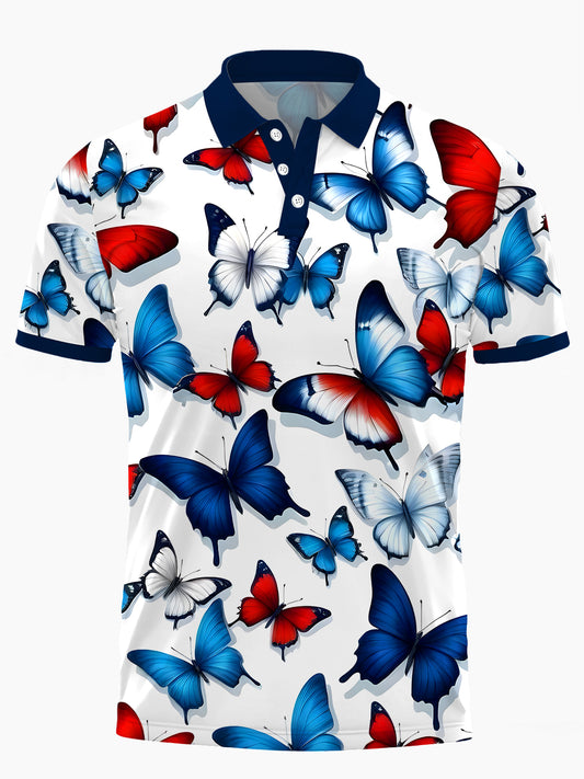 Butterfly Herren -Kurzärmel -Polo -Hemd Mit Kurzarmknopf