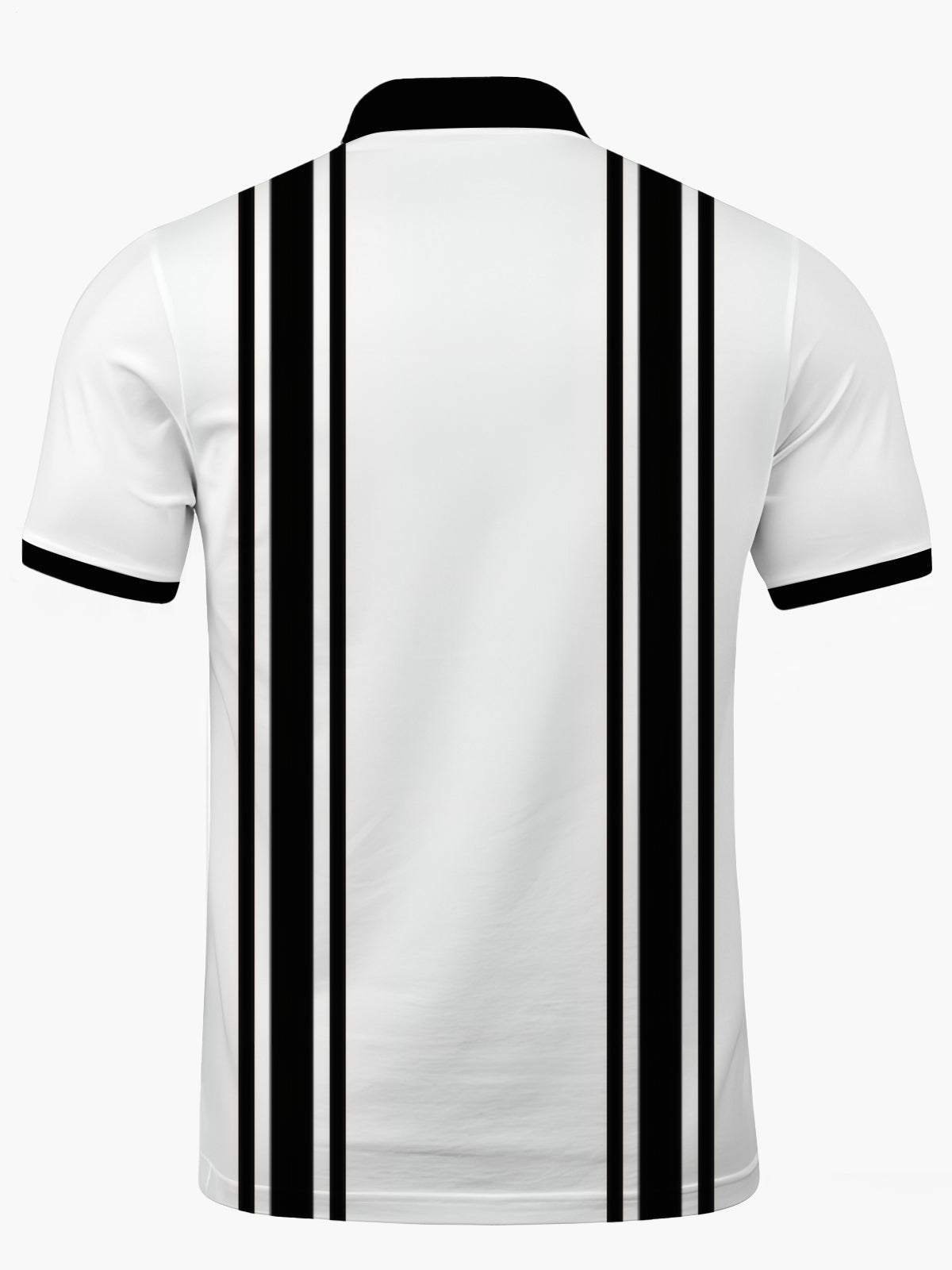 Black White Striped Print Männer Kurzarmknopf Poloshirt