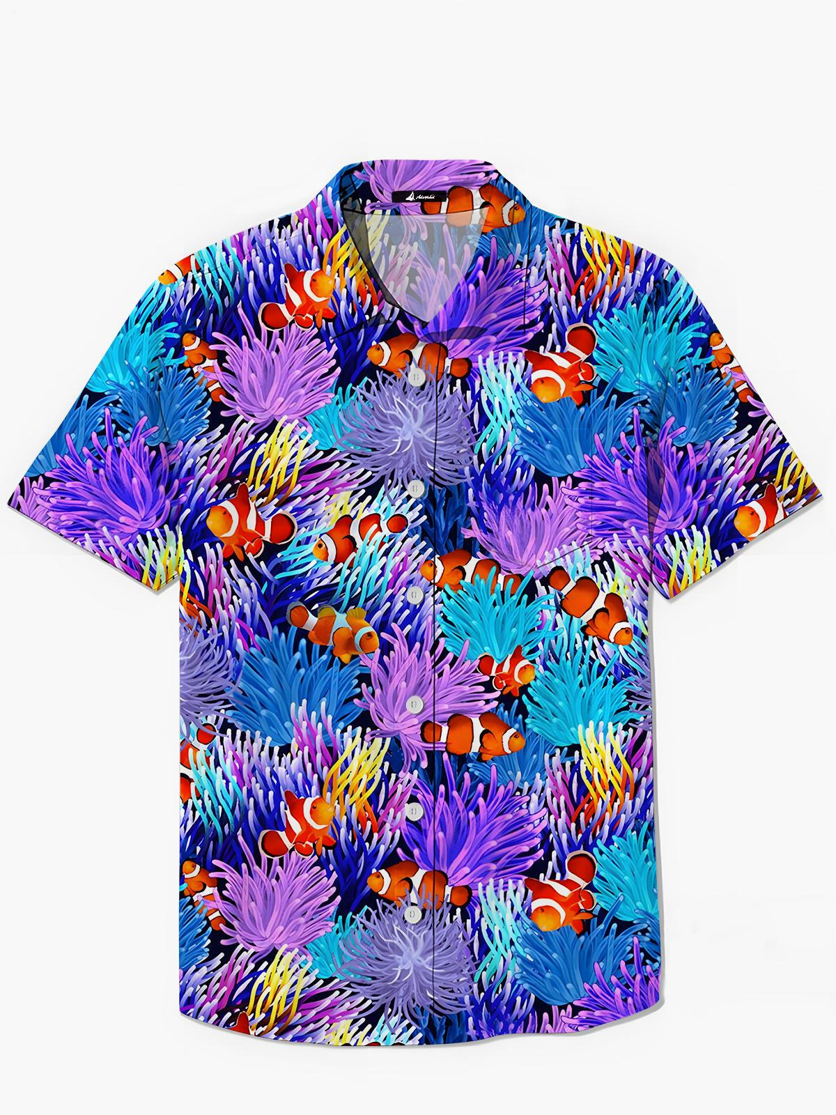 Ocean Fish Print Herren -Tasche Kurzarm Shirts