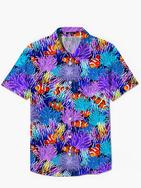Ocean Fish Print Herren -Tasche Kurzarm Shirts