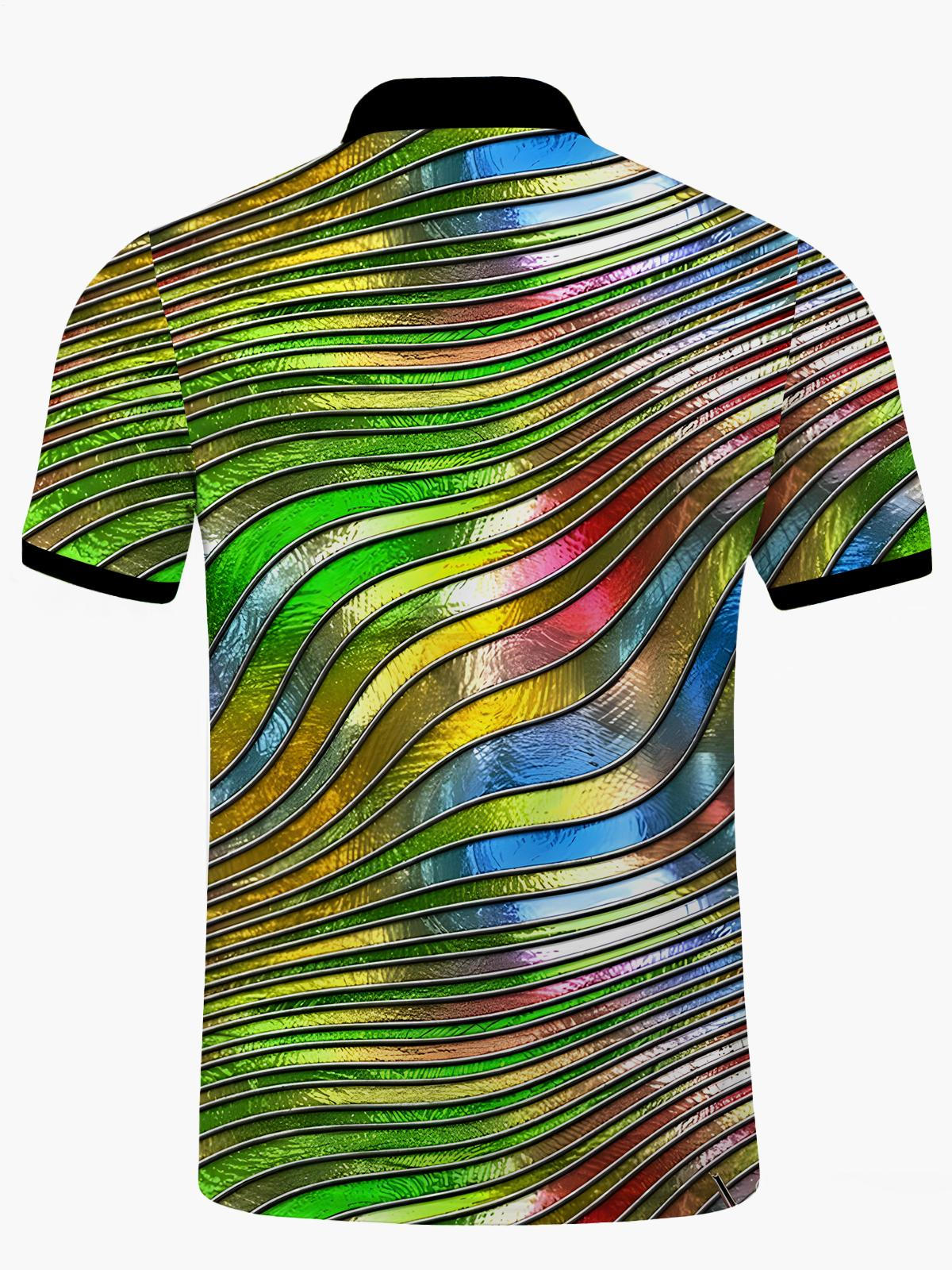 Geometrische Linien Drucken Kurzärmel -Polo -Hemd Von Männern.