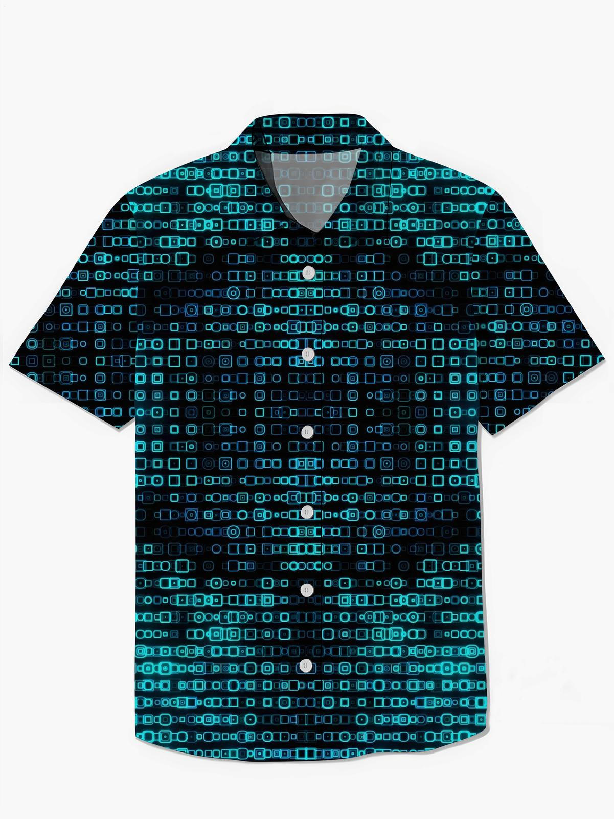 Geometrische Print -Herren -Taschen -Kurzärmel -Shirts
