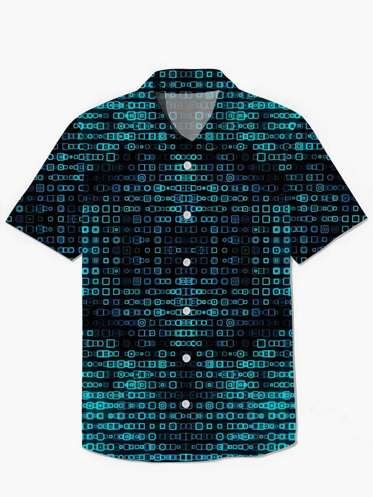 Geometrische Print -Herren -Taschen -Kurzärmel -Shirts