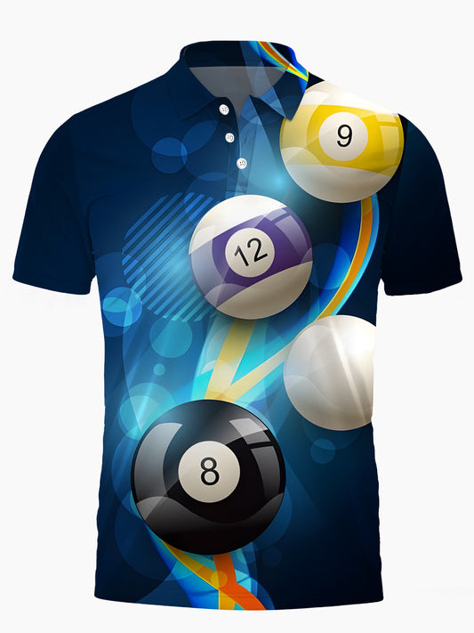Tischtennis Print -Männer Kurzarmknopf Poloshirt