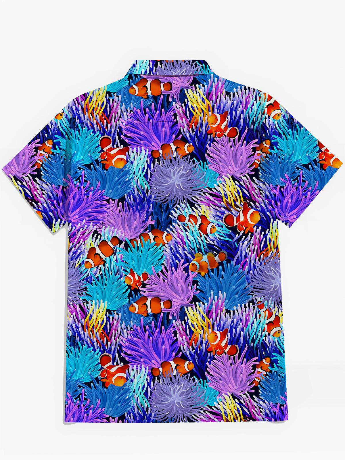 Ocean Fish Print Herren -Tasche Kurzarm Shirts