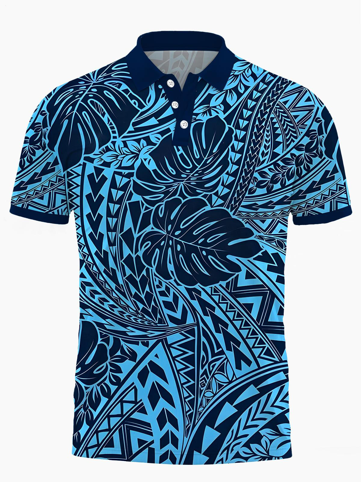 Hawaiian Leaf Herren -Kurzärmel -Polo -Hemd Mit Kurzarmknopf