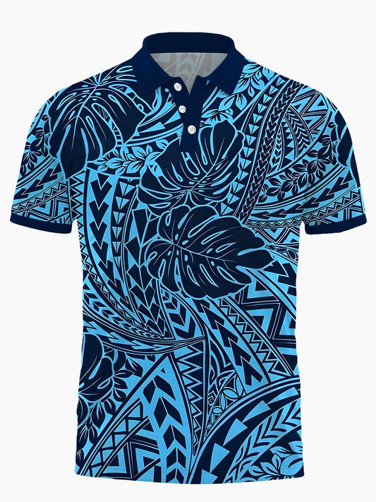 Hawaiian Leaf Herren -Kurzärmel -Polo -Hemd Mit Kurzarmknopf