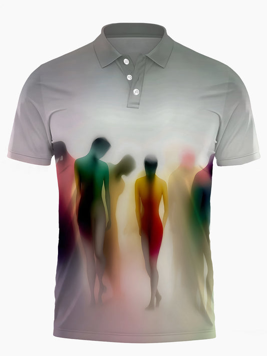 Kunstdruck Herren Kurzarmknopf Poloshirt