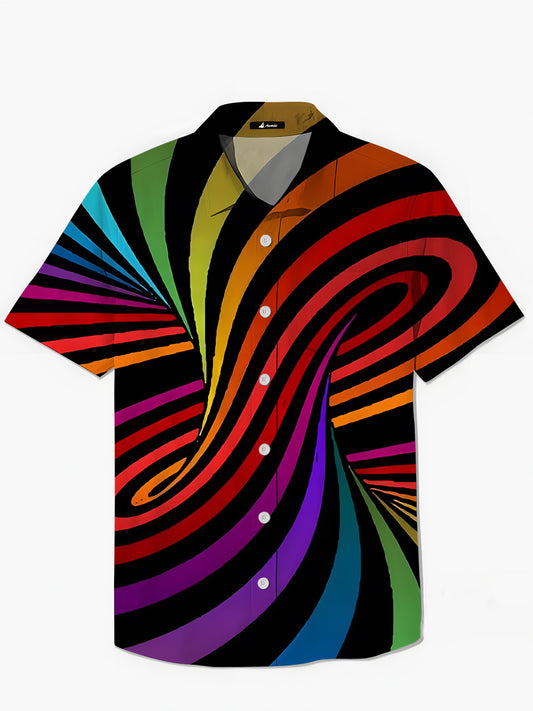 Abstrakte Geometrische Druck -Herren -Tasche Kurzarm Shirts