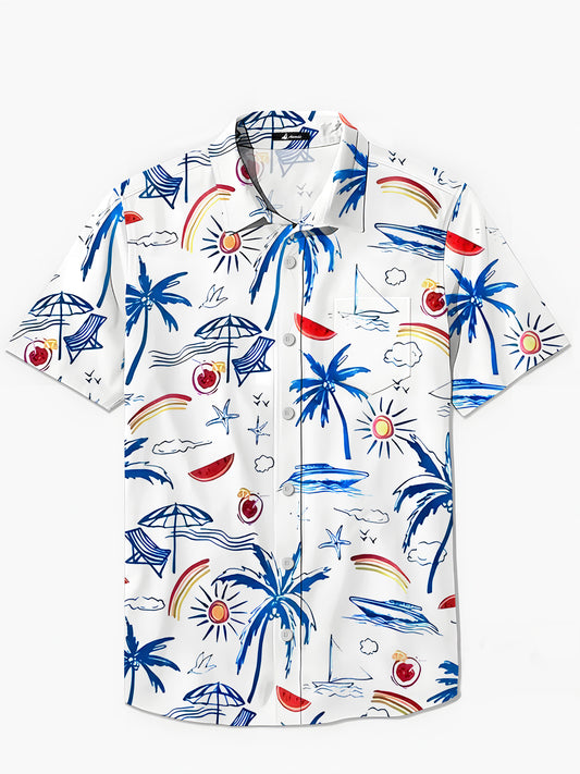 Hawaiianische Herren -Taschen -Kurzarmhemden