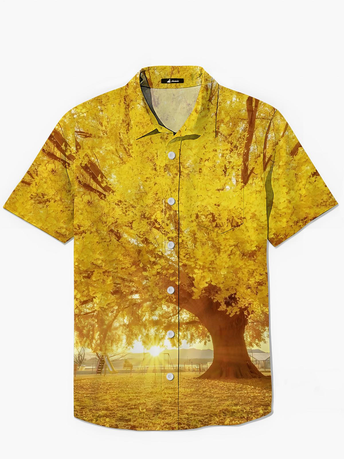 Baumdruck -Taschen -Kurzarm -Hemden Für Männer Drucken
