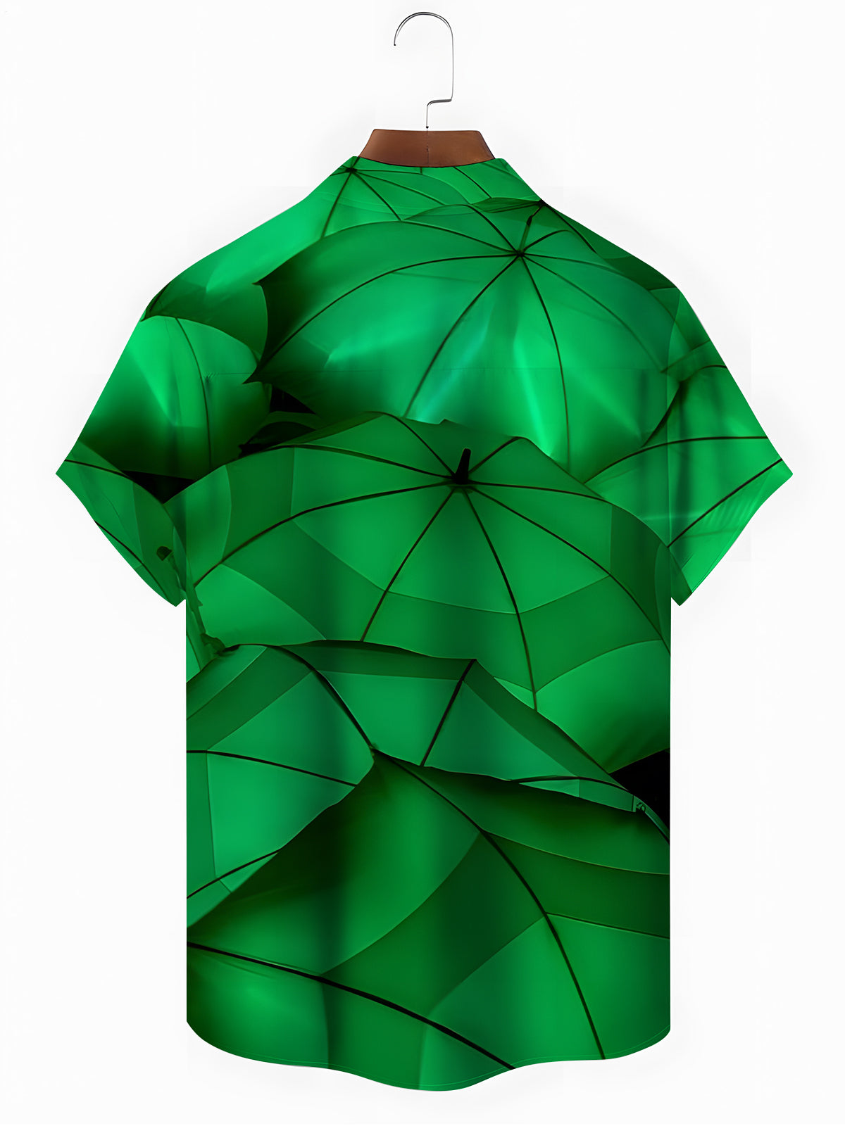 Grüne Regenschirm -Druck -Taschen -Taschen -Kurzarm -Hemden