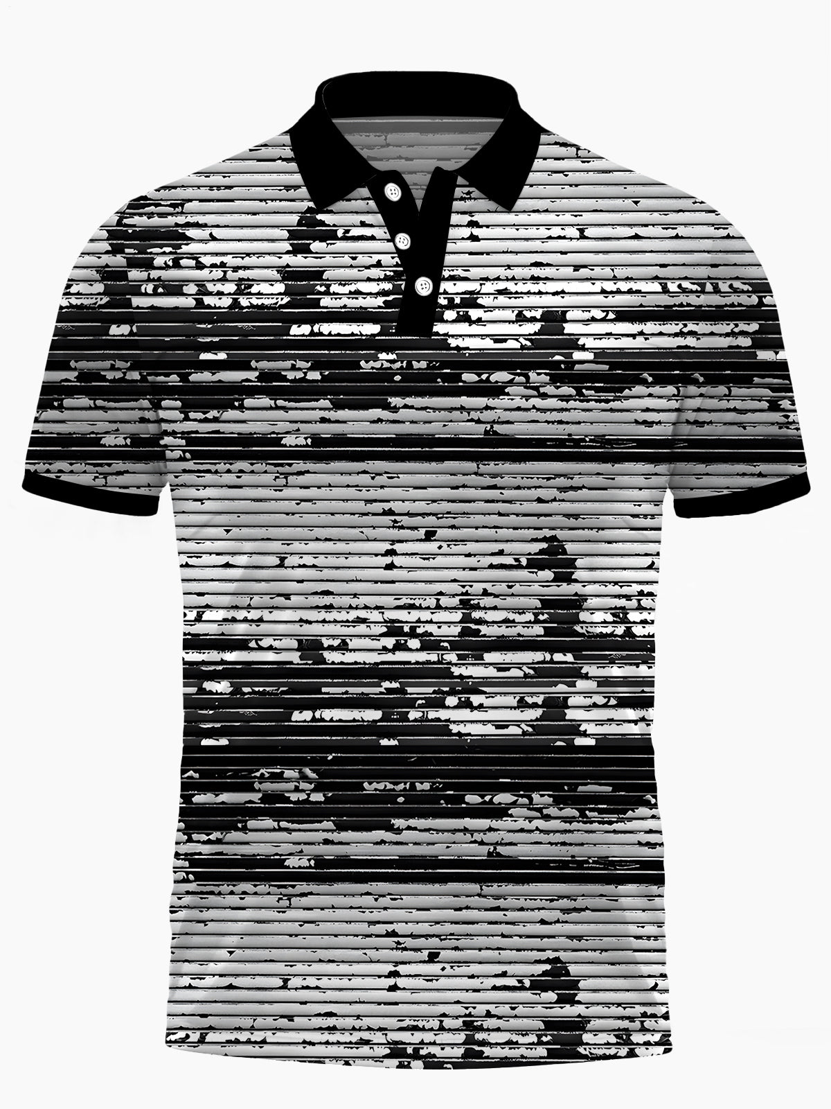 Geometrische Linien Drucken Kurzärmel -Polo -Hemd Von Männern.