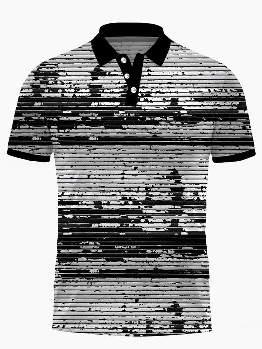 Geometrische Linien Drucken Kurzärmel -Polo -Hemd Von Männern.