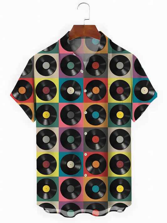 Disc -Druck -Männer -Taschen -Kurzärmel -Shirts